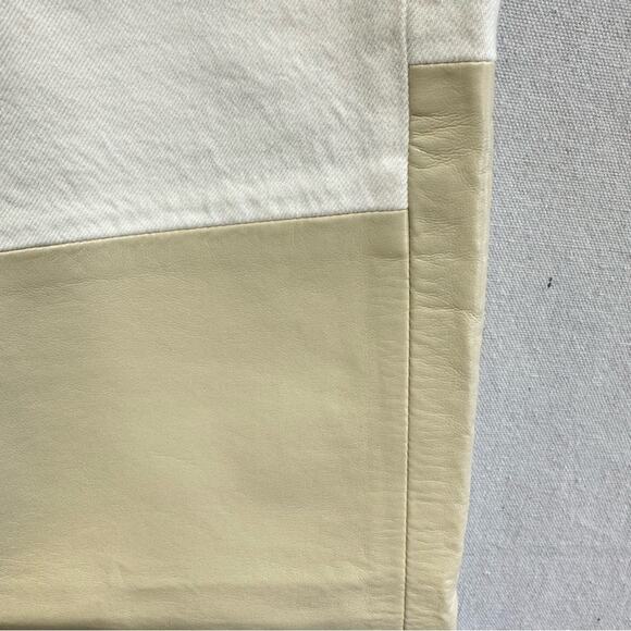Agolde Pieced Pinch Waist 90's White Denim & Cream Leather Jeans size 29 - Picture 4 of 16